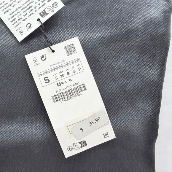 Zara Bustier Top Black Coated Knit Crop Top NEW Size Small Strapless Sexy Corset - Picture 3 of 6